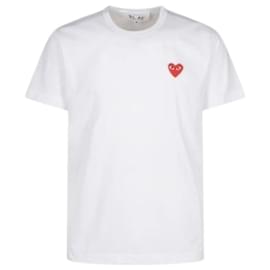 Comme Des Garcons AX Red Patch Kurzarm-T-Shirt Weiß Weiß