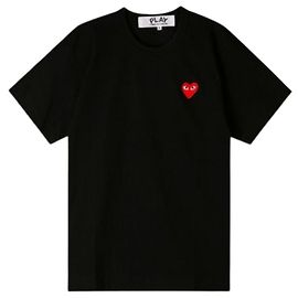 Comme Des Garcons AX Red Patch Kurzarm-T-Shirt Schwarz Schwarz