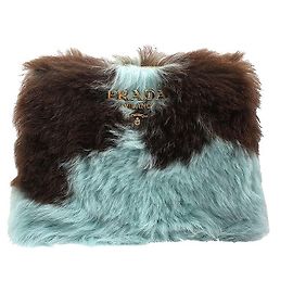 Prada Borsa a tracolla e clutch in pelliccia bicolore Blu