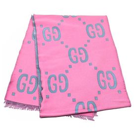 Gucci Lenço de lã e seda GG Rosa