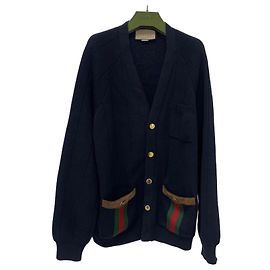 Gucci Web-Drei-Streifen-Cardigan Blau