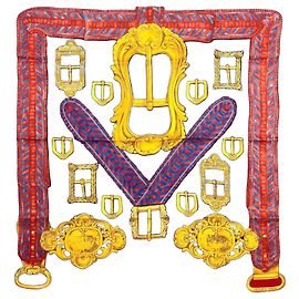 Hermès LENÇO DE SEDA VERMELHO AZUL MARINHO BOUCLES E GALONS DO TSAR Azul