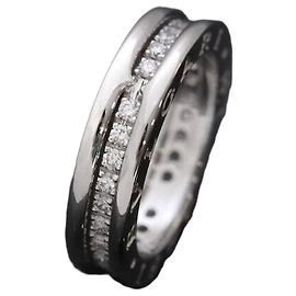 Bulgari Anillo de Oro Blanco con Diamantes Completos Blanco