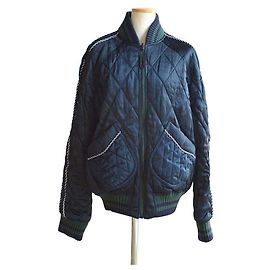 Off White Giacca Blouson Reversibile in Velluto Varsity Blu