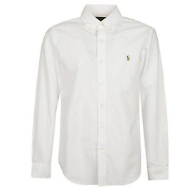 Ralph Lauren Gesticktes Oxford-Hemd mit farbigem Pony-Logo Weiß