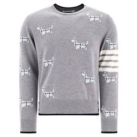 Thom Browne Intarsien-Pullover mit Rundhalsausschnitt Braun