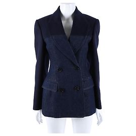 Alexander McQueen Denim Color Block Jacke Schwarz
