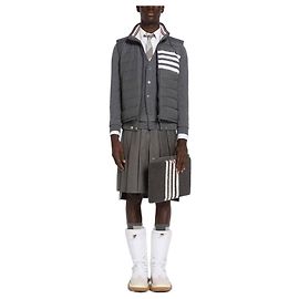 Thom Browne Stripe Polyester Twill Padded Vest Brown