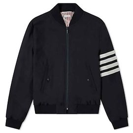 Thom Browne Gestreifter Wollblouson mit einfacher Webart Blau