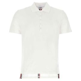 Thom Browne Polo à manches courtes avec rayure au dos, coupe décontractée Blanc