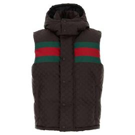 Gucci Colete acolchoado em jacquard com capuz Marrom