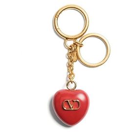 Valentino Royal Metal Enamel Key Ring Bag Charm Silvery