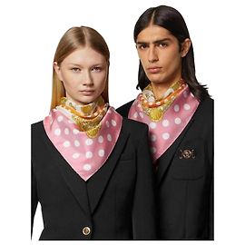 Versace Bufanda de seda barroca grande concha Pillard Blanco
