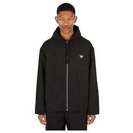 Prada Wool Hooded Bomber Jacket Black