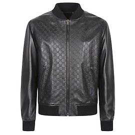 Gucci Leather Bomber Jacket Black