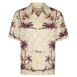 Céline Camisa hawaiana de seda estampada Castaño