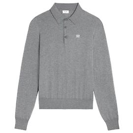 Céline Feiner Baumwoll-Polo-Pullover Mittelgrau Braun