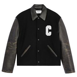 Céline Jaqueta Teddy em Lã Feltro Preta Preto