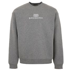 Balenciaga Moleton de algodão com gola redonda e logo Marrom