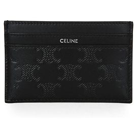 Céline Triomphe Calfskin Leather Card Holder Black