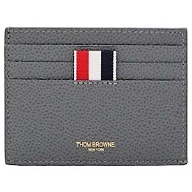 Thom Browne Pebble Grain Note Compartment Single Card Brown