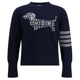 Thom Browne Merino Wool Holiday Hector Pullover Knit Blue