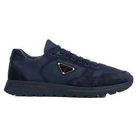 Prada Baskets en nylon suédé Bleu