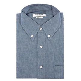 Thom Browne Camicia Bar in chambray Blu