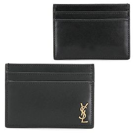 Saint Laurent Card Holder Monogram Gold Black Black