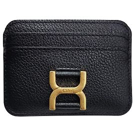 Chloé Tarjetero de piel de ternera MARCIE con logo Negro