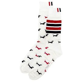 Thom Browne Chaussettes mi-mollet Hector blanches avec rayures Blanc