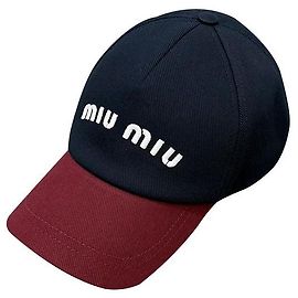 Miu Miu Embroidered Logo Drill Baseball Cap Blue Bordeaux Blue