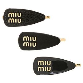 Miu Miu Conjunto de presilhas de cabelo com logo Preto