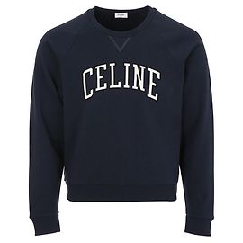 Céline Sudadera de felpa de algodón regular con logo Azul