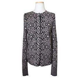 Salvatore Ferragamo Schwarze und beige Strickjacke aus Wolle Braun
