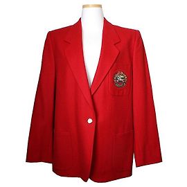 Burberry Red Wool Blazer Jacket Red