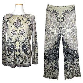 Etro Conjunto de Top e Calças Arabesco Marinho Multicor