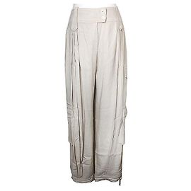 Dior Pantalones cargo de seda beige Plata
