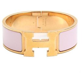 Hermès Rose Gold Sakura Click Clack Bangle Bracelet Orange