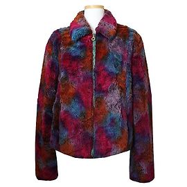 Versace Multicolor Eco-fur Zip-up Jacket Pink