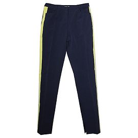 Versace Pantaloni blu navy con dettagli gialli Nero