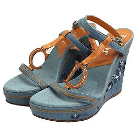 Dior Denim Platform Sandals Blue