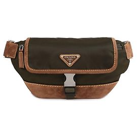 Prada Bolsa de cintura em nylon e camurça Verde