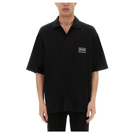 Versace Camiseta de jersey de algodón de manga corta Negro