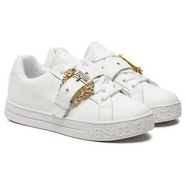 Versace Baskets à Boucle Baroque Blanc