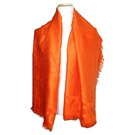 Burberry Gran Bufanda de Seda Naranja Naranja