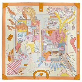 Hermès Lenço de Seda Quadrado Baguette Mains Multicor