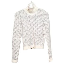 Fendi FF Logo Pullover Knit Long Sleeve Silvery
