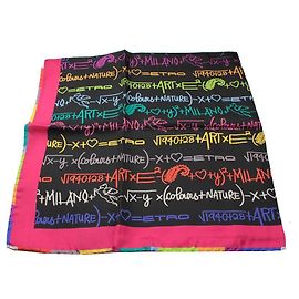 Etro Bufanda de seda con estampado de letras Negro