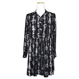 Sandro Vestido Camisa de Seda con Estampado Místico Blanco